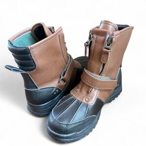 Polo Ralph Lauren Leather Zip Winter Boots Conquest Brown Boys Size 5 EUC!